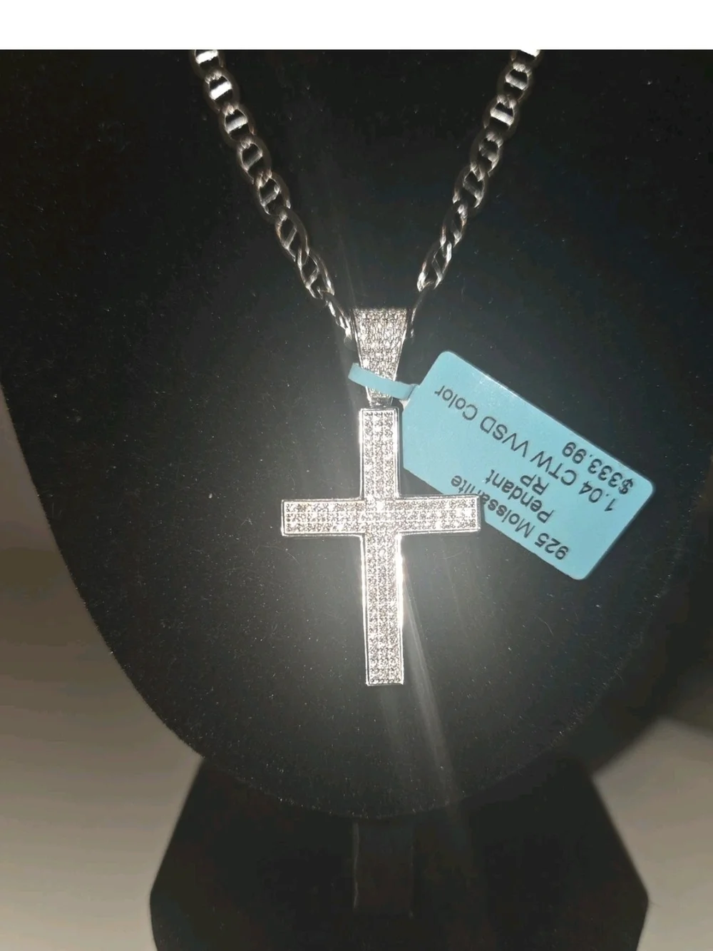 925 Sterling Silver 22in 5.2mm Mariner 7in 4.4mm Bracelet And Mossinate Cross